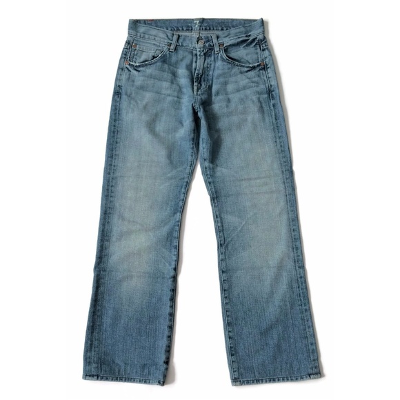 7 For All Mankind Jeans Straight Distressed Denim - Picture 1 of 6